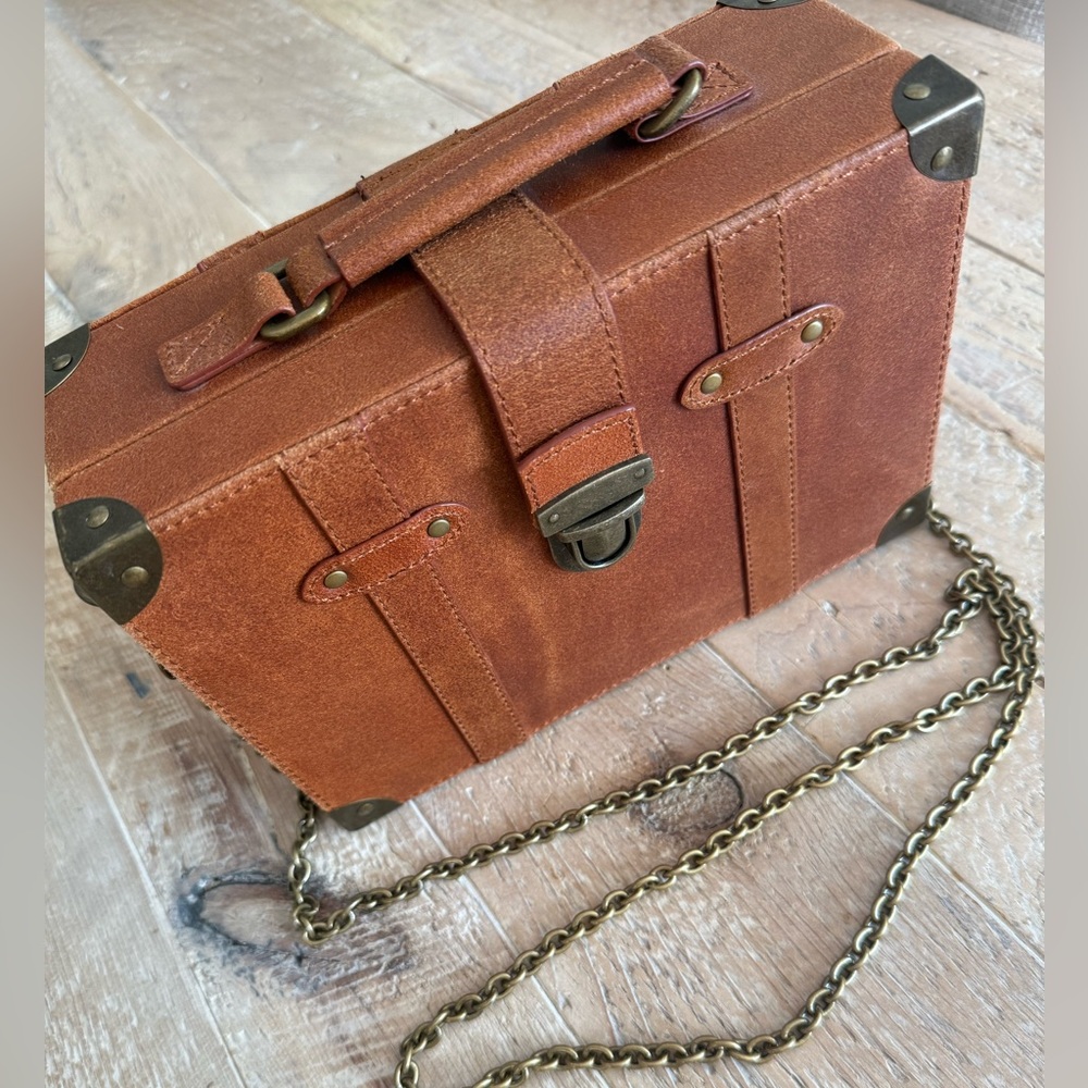 Most Wanted USA Brown Vegan Leather Crossbody Bag with Chain Strap